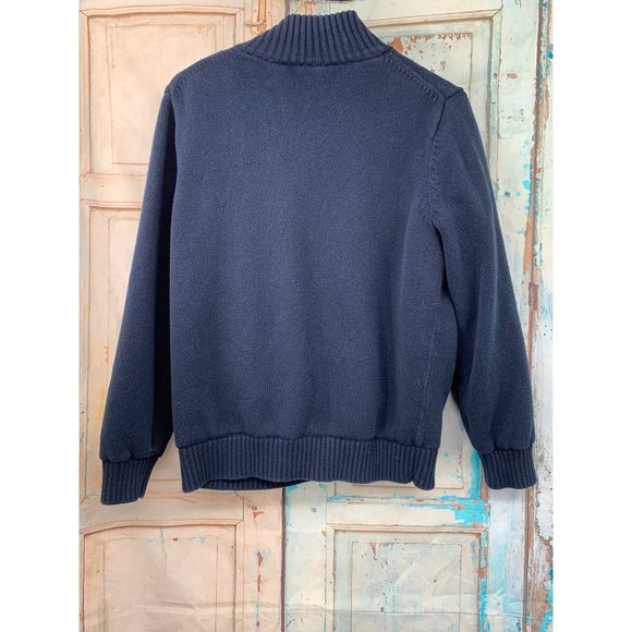 Vintage LL Bean Knit Sweater with Flannel Lining ** Blue Full Zip - Picture 7 of 9